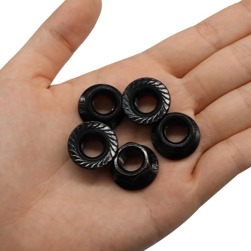 Dijedev M10/1.5mm Serrated Flange Hex Nuts, 25Pcs Hexagon Flange Nuts, 304 Stainless Steel 18-8, Full Thread, Hex Drive, Bright Finish(Black) - Image 4